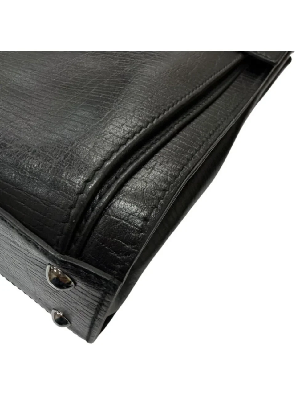 Gucci Vintage Leather Flap Type Business Briefcase Black
